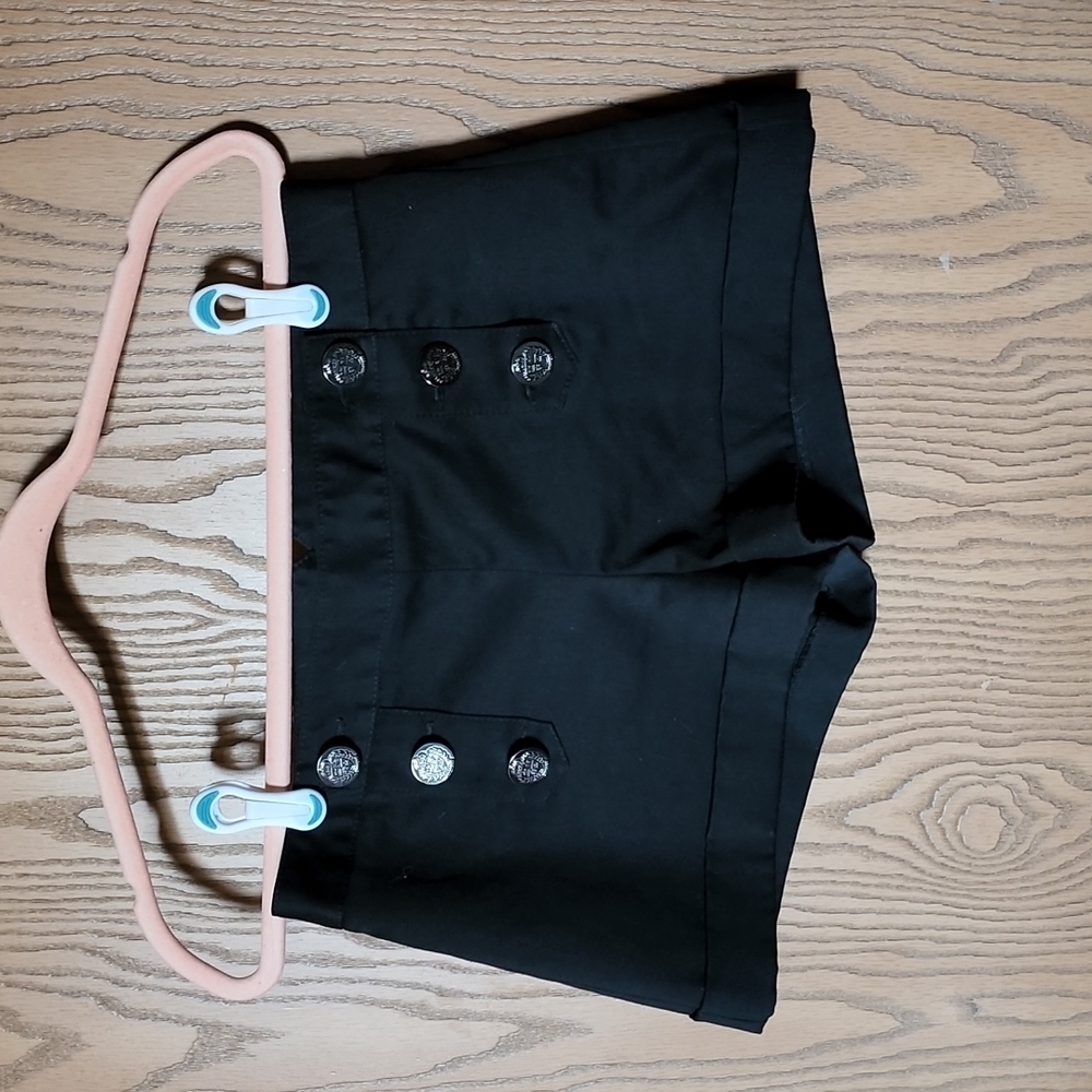 Black Sailor Shorts with Buttons